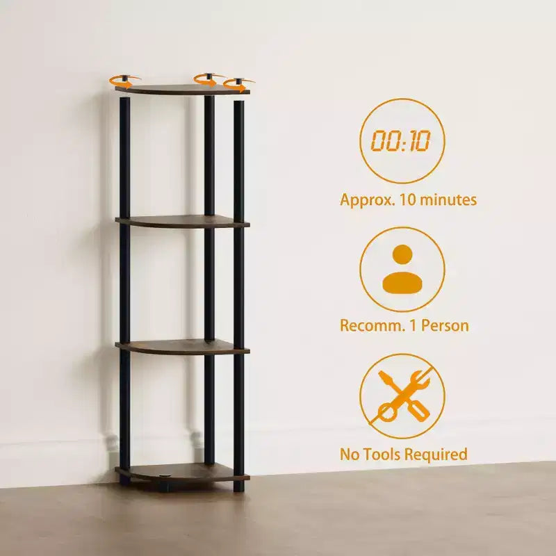 HOMLUX Scaffale ad angolo a 4 ripiani, Scaffale aperto per bagno, soggiorno, ufficio