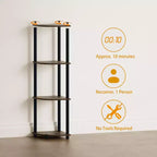 HOMLUX Scaffale ad angolo a 4 ripiani, Scaffale aperto per bagno, soggiorno, ufficio
