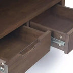 Libreria Devlin moderna industriale rettangolare in legno massello e metallo, 168 x 76 cm, color marrone sella medio