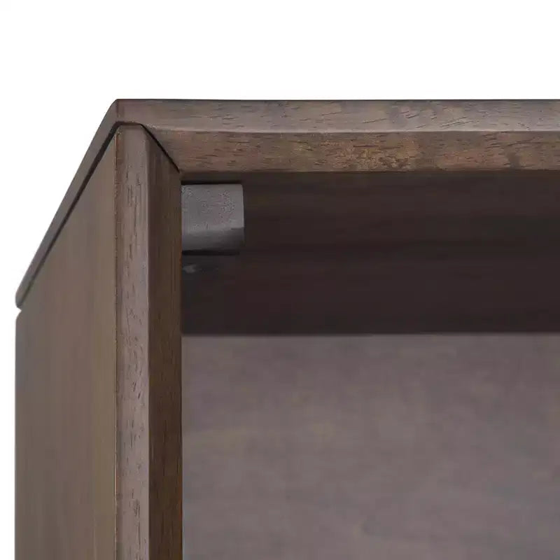 Libreria Devlin moderna industriale rettangolare in legno massello e metallo, 168 x 76 cm, color marrone sella medio