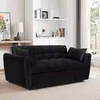 GDFStudio Xavier Modern 65 3-in-1 Foldable Wooden Velvet Upholstered Sofa with Adjustable Back and Pillows