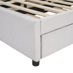 Luxystar Letto a Piattaforma Moderno Completamente Rivestito in Lino con Testiera a Motivo Mattone, Letto Estraibile e 2 Cassetti