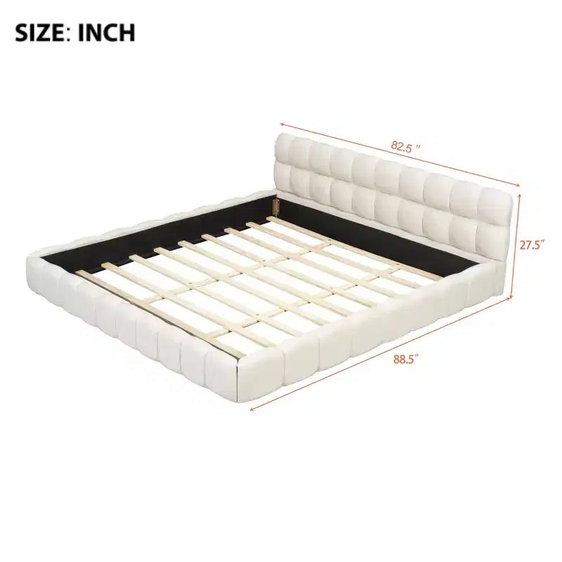 Luxystar Letto Moderno King Size con Piattaforma Rivestita in Lino e Testiera
