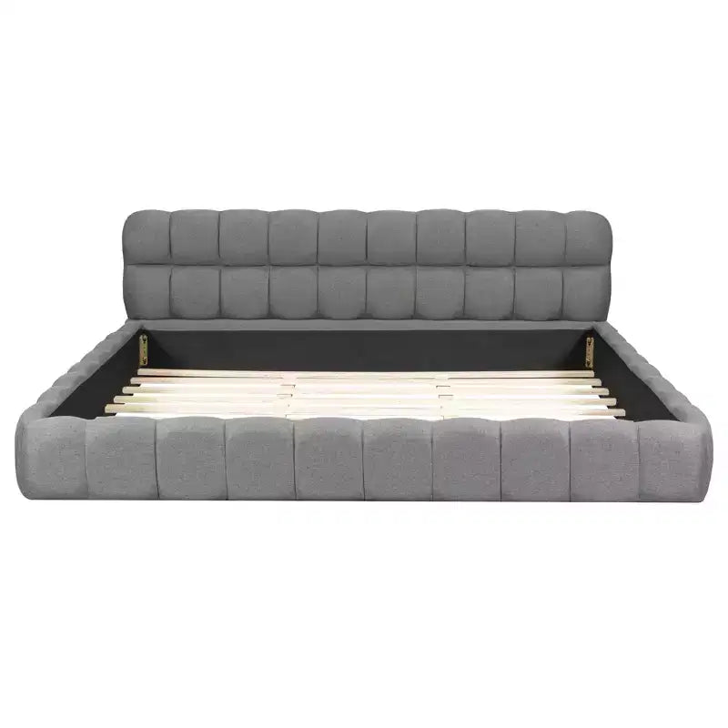 Luxystar Letto Moderno King Size con Piattaforma Rivestita in Lino e Testiera
