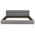 Luxystar Letto Moderno King Size con Piattaforma Rivestita in Lino e Testiera