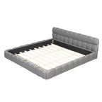 Luxystar Letto Moderno King Size con Piattaforma Rivestita in Lino e Testiera
