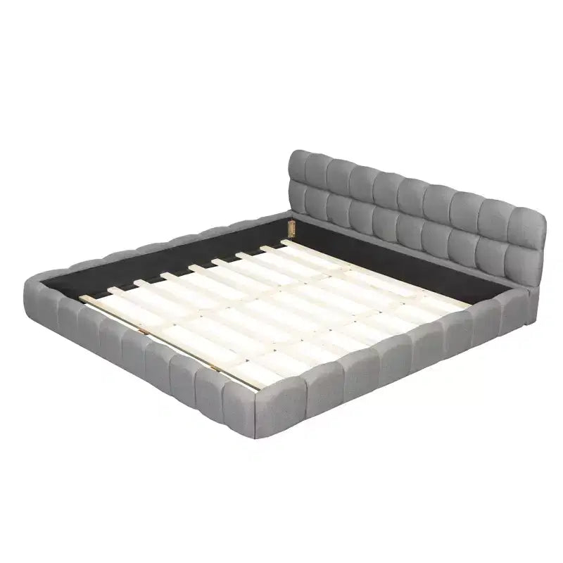 Luxystar Letto Moderno King Size con Piattaforma Rivestita in Lino e Testiera