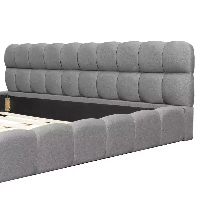 Luxystar Letto Moderno King Size con Piattaforma Rivestita in Lino e Testiera
