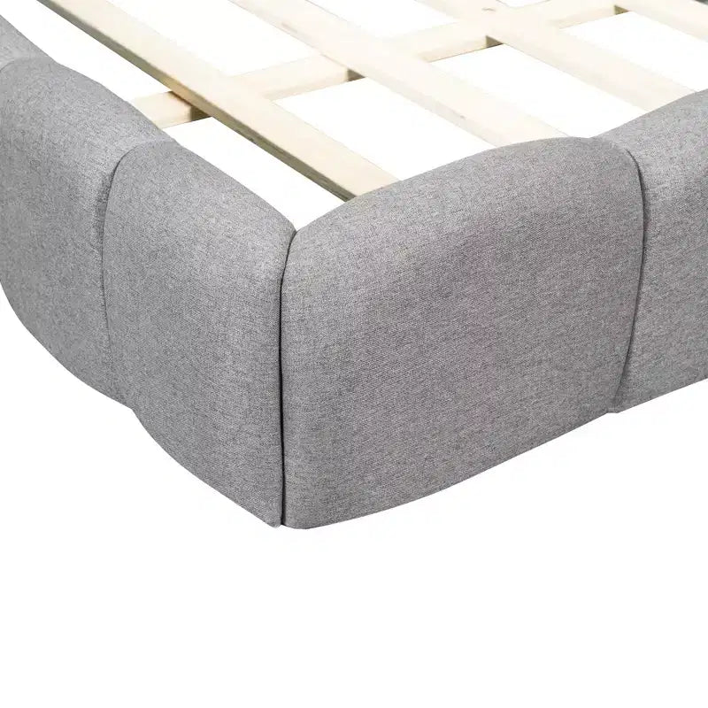 Luxystar Letto Moderno King Size con Piattaforma Rivestita in Lino e Testiera