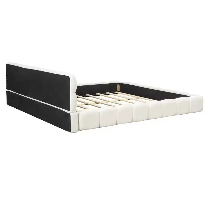 Luxystar Letto Moderno King Size con Piattaforma Rivestita in Lino e Testiera
