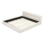 Luxystar Letto Moderno King Size con Piattaforma Rivestita in Lino e Testiera