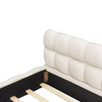Luxystar Letto Moderno King Size con Piattaforma Rivestita in Lino e Testiera
