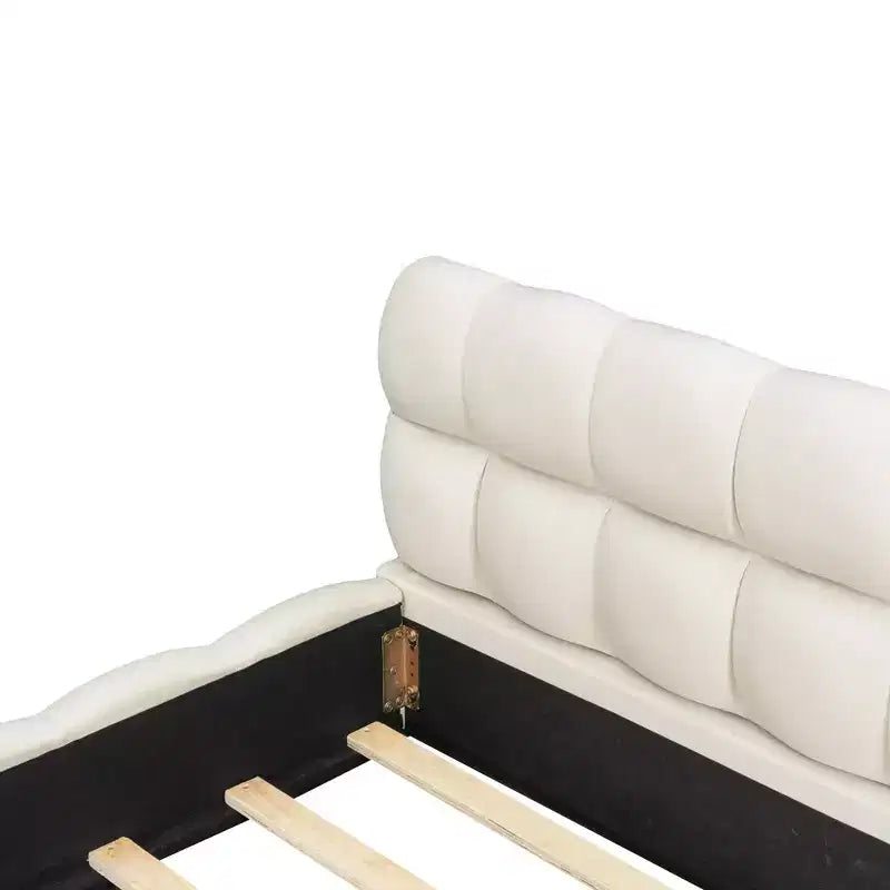 Luxystar Letto Moderno King Size con Piattaforma Rivestita in Lino e Testiera