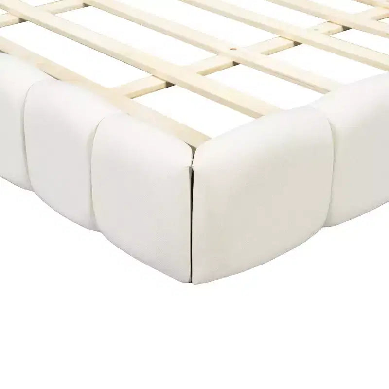Luxystar Letto Moderno King Size con Piattaforma Rivestita in Lino e Testiera