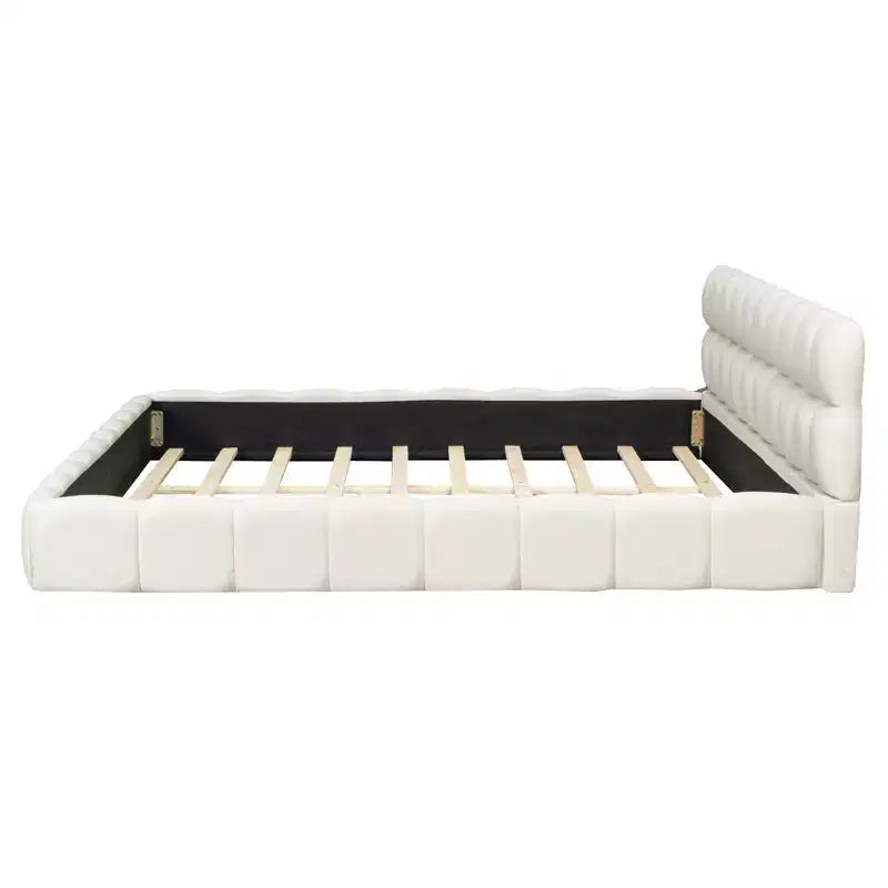 Luxystar Letto Moderno King Size con Piattaforma Rivestita in Lino e Testiera