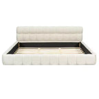 Luxystar Letto Moderno King Size con Piattaforma Rivestita in Lino e Testiera