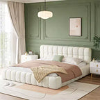 Luxystar Modern King Size Linen Upholstered Platform Bed with Headboard