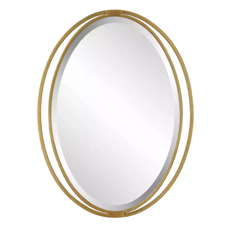 Uttermost Rhodes Metallic Gold Leaf 24 1/4 x 32 Oval Wall Mirror