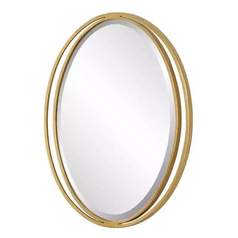 Specchio da parete ovale Uttermost Rhodes con foglia d'oro metallizzato 24 1/4 x 32