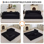 Divano Letto Convertibile 2 in 1, Divano Letto Pieghevole Comodo in Velluto a Coste con Seduta Profonda e Bracciolo Ampio, Nessun Montaggio, Divano a Terra Senza Struttura