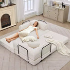 Divano Letto Convertibile 2 in 1, Divano Letto Pieghevole Comodo in Velluto a Coste con Seduta Profonda e Bracciolo Ampio, Nessun Montaggio, Divano a Terra Senza Struttura