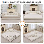 Divano Letto Convertibile 2 in 1, Divano Letto Pieghevole Comodo in Velluto a Coste con Seduta Profonda e Bracciolo Ampio, Nessun Montaggio, Divano a Terra Senza Struttura