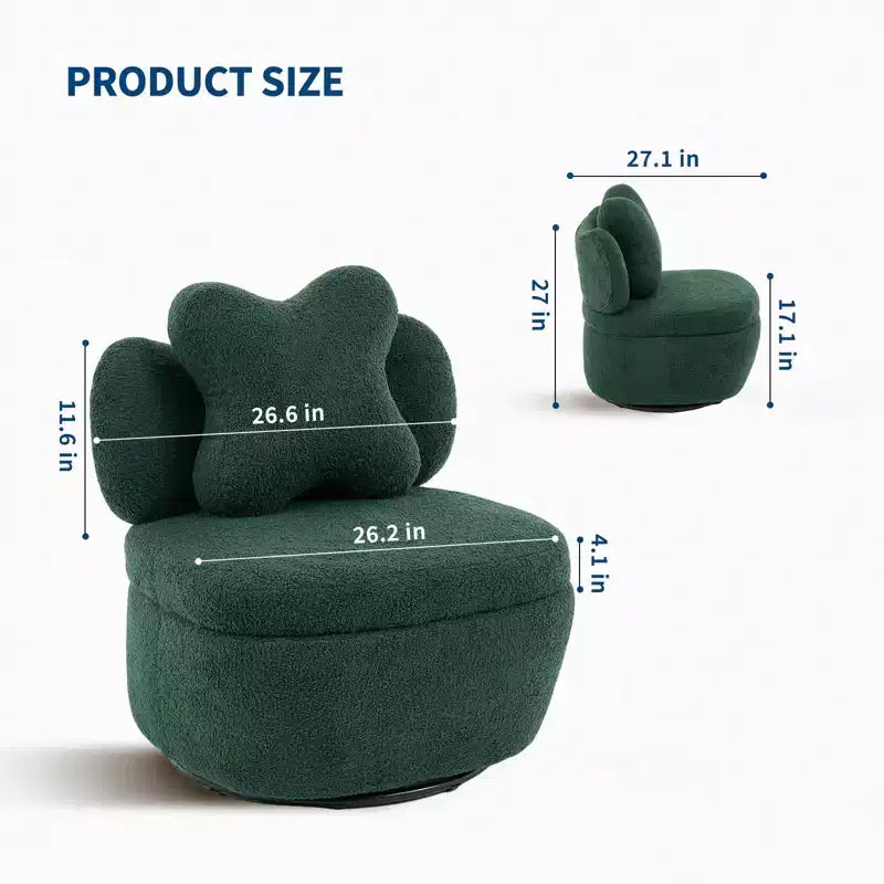 Poltrona girevole a 360° moderna con contenitore, sedile ergonomico a secchiello, capacità di carico di 136 kg, facile da montare, per soggiorno, camera da letto, ufficio