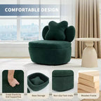 Poltrona girevole a 360° moderna con contenitore, sedile ergonomico a secchiello, capacità di carico di 136 kg, facile da montare, per soggiorno, camera da letto, ufficio