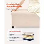 Panca Contenitore Ottomana VEVOR, Panchina Fondo Letto Trapuntata a Bottoni con Tasche Laterali, Contenitore Imbottito con Coperchio a Scomparsa e Struttura in Metallo, Ottomana da Letto in Lino, Beige