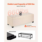 Panca Contenitore Ottomana VEVOR, Panchina Fondo Letto Trapuntata a Bottoni con Tasche Laterali, Contenitore Imbottito con Coperchio a Scomparsa e Struttura in Metallo, Ottomana da Letto in Lino, Beige