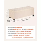 Panca Contenitore Ottomana VEVOR, Panchina Fondo Letto Trapuntata a Bottoni con Tasche Laterali, Contenitore Imbottito con Coperchio a Scomparsa e Struttura in Metallo, Ottomana da Letto in Lino, Beige