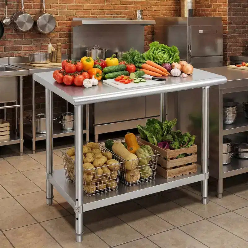 Garvee Stainless Steel Table, Commercial Work Table with Undershelf for Kitchens, Restaurants