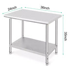 Tavolo in acciaio inox Garvee, tavolo da lavoro commerciale con ripiano inferiore per cucine e ristoranti