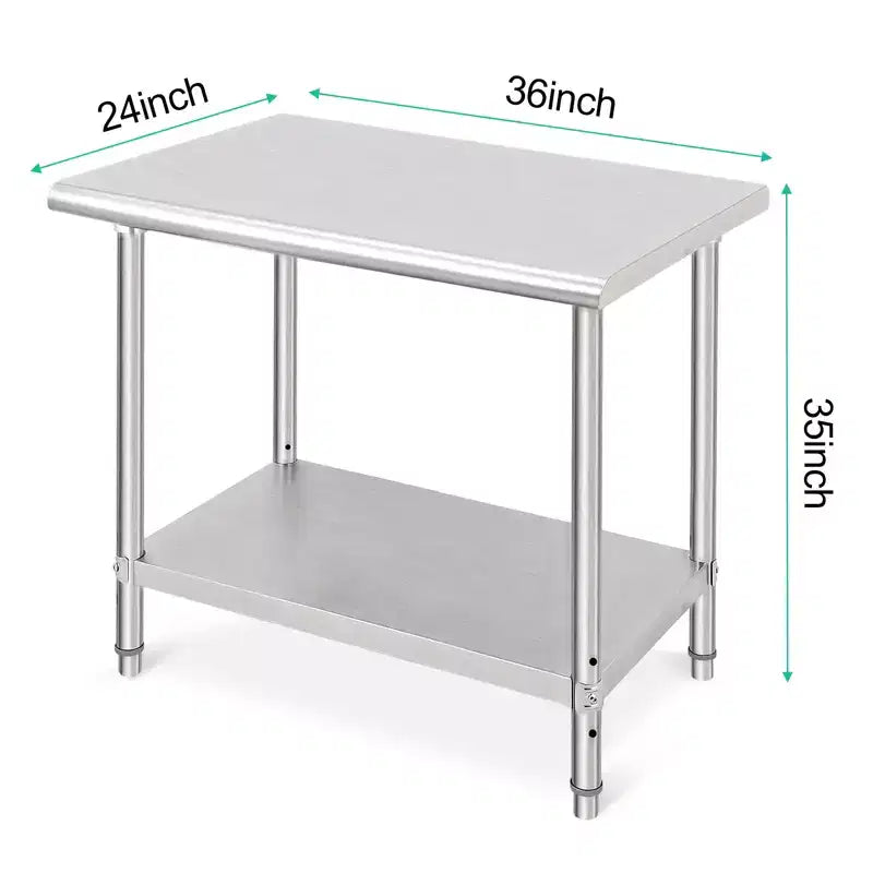 Tavolo in acciaio inox Garvee, tavolo da lavoro commerciale con ripiano inferiore per cucine e ristoranti