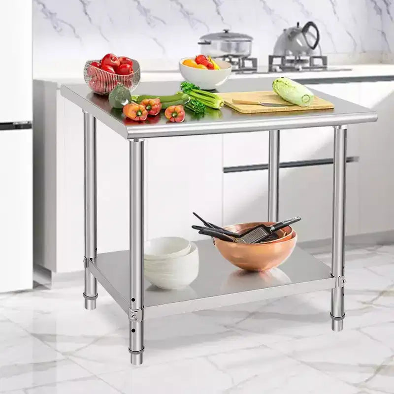 Tavolo in acciaio inox Garvee, tavolo da lavoro commerciale con ripiano inferiore per cucine e ristoranti