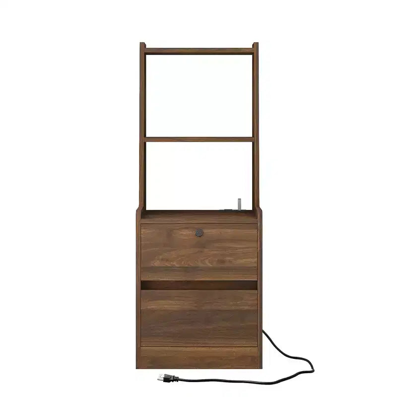 Comodino moderno con stazione di ricarica, luce LED/notturna, armadietto con serratura (legno)