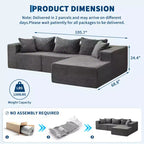 Divano angolare Cloud 106, chaise longue a destra, ultra morbido