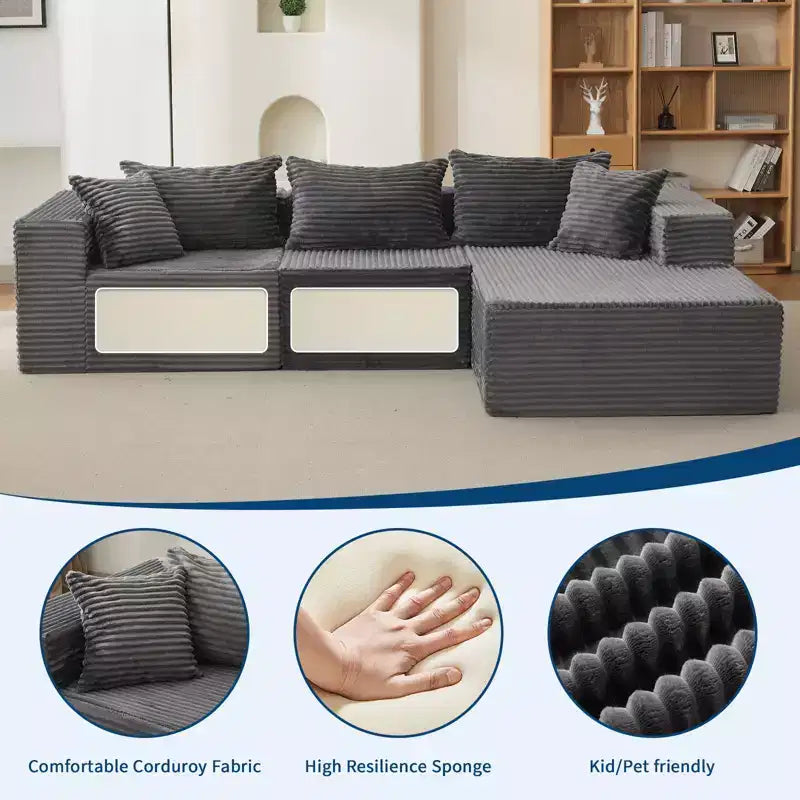 Divano angolare Cloud 106, chaise longue a destra, ultra morbido