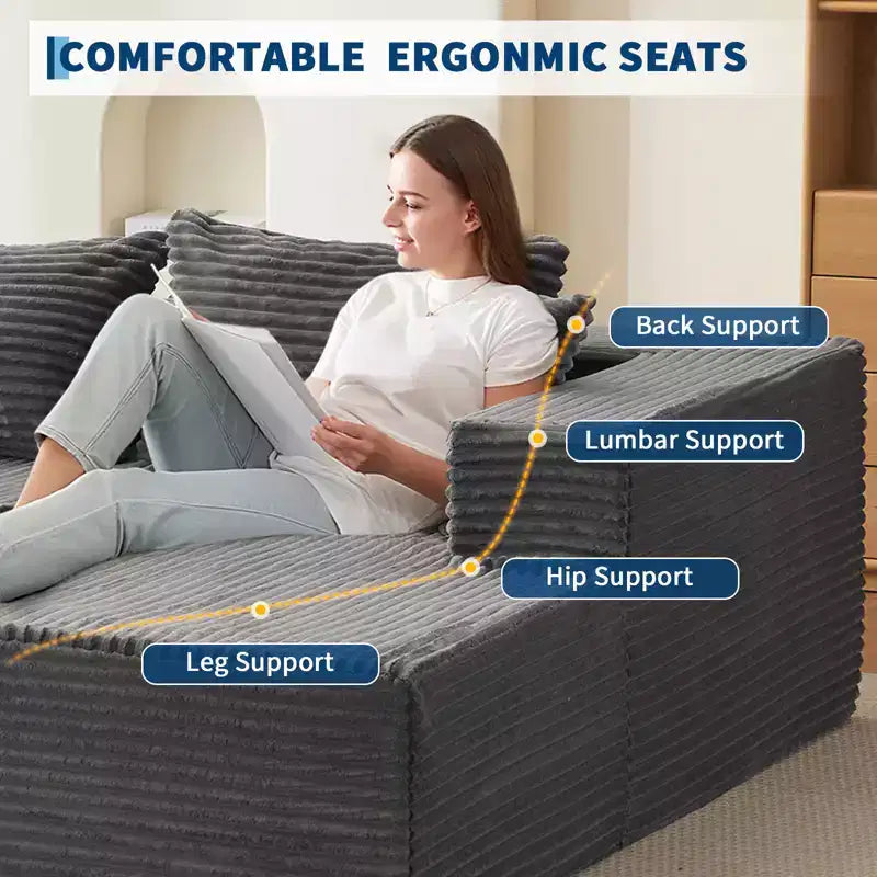 Divano angolare Cloud 106, chaise longue a destra, ultra morbido