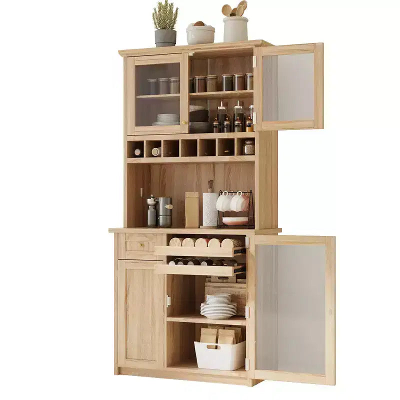 Zeus & Ruta 74.8 Mobile Dispensa da Cucina a Colonna con Portabottiglie e Ripiani Regolabili per Sala da Pranzo