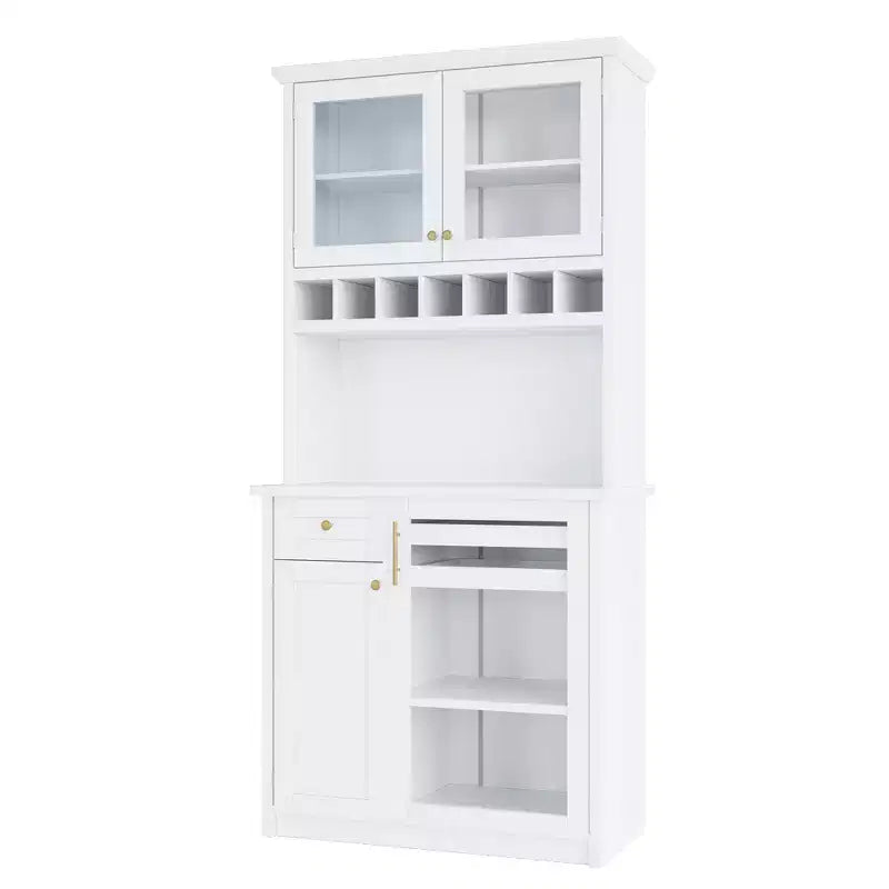 Zeus & Ruta 74.8 Mobile Dispensa da Cucina a Colonna con Portabottiglie e Ripiani Regolabili per Sala da Pranzo