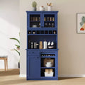 Zeus & Ruta 74.8 Farmhouse Freestanding Kitchen Pantry Cabinet with Wine Rack & Adjustable Shelves for Dining Room