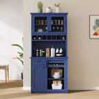 Zeus & Ruta 74.8 Farmhouse Freestanding Kitchen Pantry Cabinet with Wine Rack & Adjustable Shelves for Dining Room