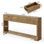 Tavolo console lungo Lantine da 179,8 cm con 3 cassetti, tavolo da ingresso stretto in stile rustico con mensole a 2 livelli per corridoio, soggiorno, divano, marrone rustico
