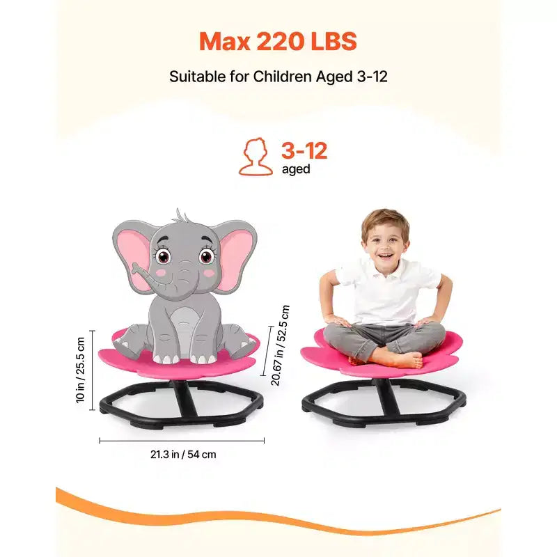 VEVOR Sedia Girevole per Bambini, Capacità 100 kg, Sedia Girevole Sensoriale a Forma di Fiore con Base in Metallo Antiscivolo, Seduta Girevole per Bambini, Rossa