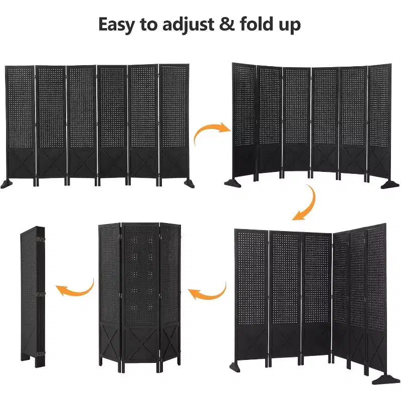 VINGLI Pannello Forato Autoportante con Piedini di Supporto, Divisorio in Legno da 5 FT e Organizer da Parete, Divisorio Pieghevole per la Privacy Separatore di Spazi