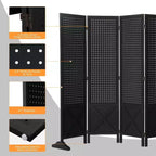 VINGLI Pannello Forato Autoportante con Piedini di Supporto, Divisorio in Legno da 5 FT e Organizer da Parete, Divisorio Pieghevole per la Privacy Separatore di Spazi