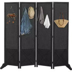 VINGLI Pannello Forato Autoportante con Piedini di Supporto, Divisorio in Legno da 5 FT e Organizer da Parete, Divisorio Pieghevole per la Privacy Separatore di Spazi