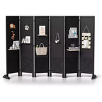 VINGLI Freestanding Pegboard with Support Feet, 5 FT Wood Room Divider &Board Organizer, Folding Privacy Screen Partition Space Separator