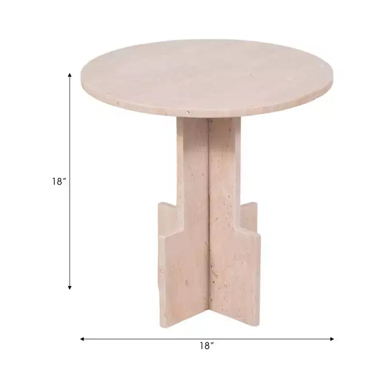 Tavolino moderno, tavolino laterale o piccolo comodino - Tavolino rotondo in marmo con base a croce unica per piccoli spazi - 18 Tan